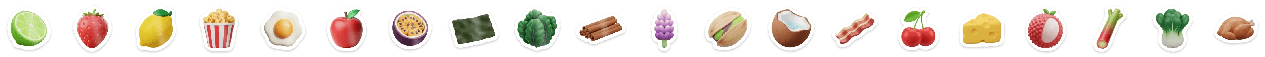 Row of food emoji icons